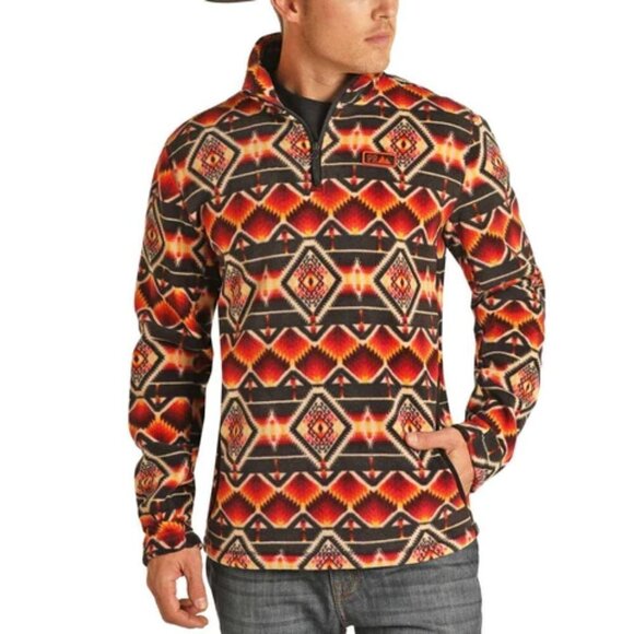Powder River Outfitters By Panhandle Men's Aztec Print Pullover Sz M